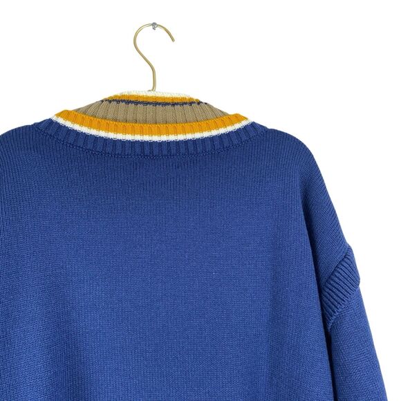 Dazy Oversized Preppy Deep V-Neck Sweater Women's Blue Chunky Knit Size: L 511 - Picture 5 of 6